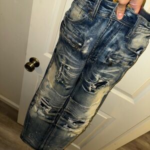 Men's Slim Straight Distressed Jeans - Blue